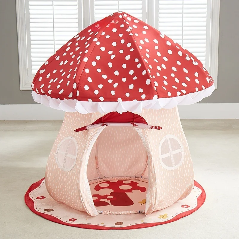 Kids Cotton Toy Playhouse Baby Toy with Light Glow Shutter Door Mushroom Teepee Play Tent for Boys and Girls