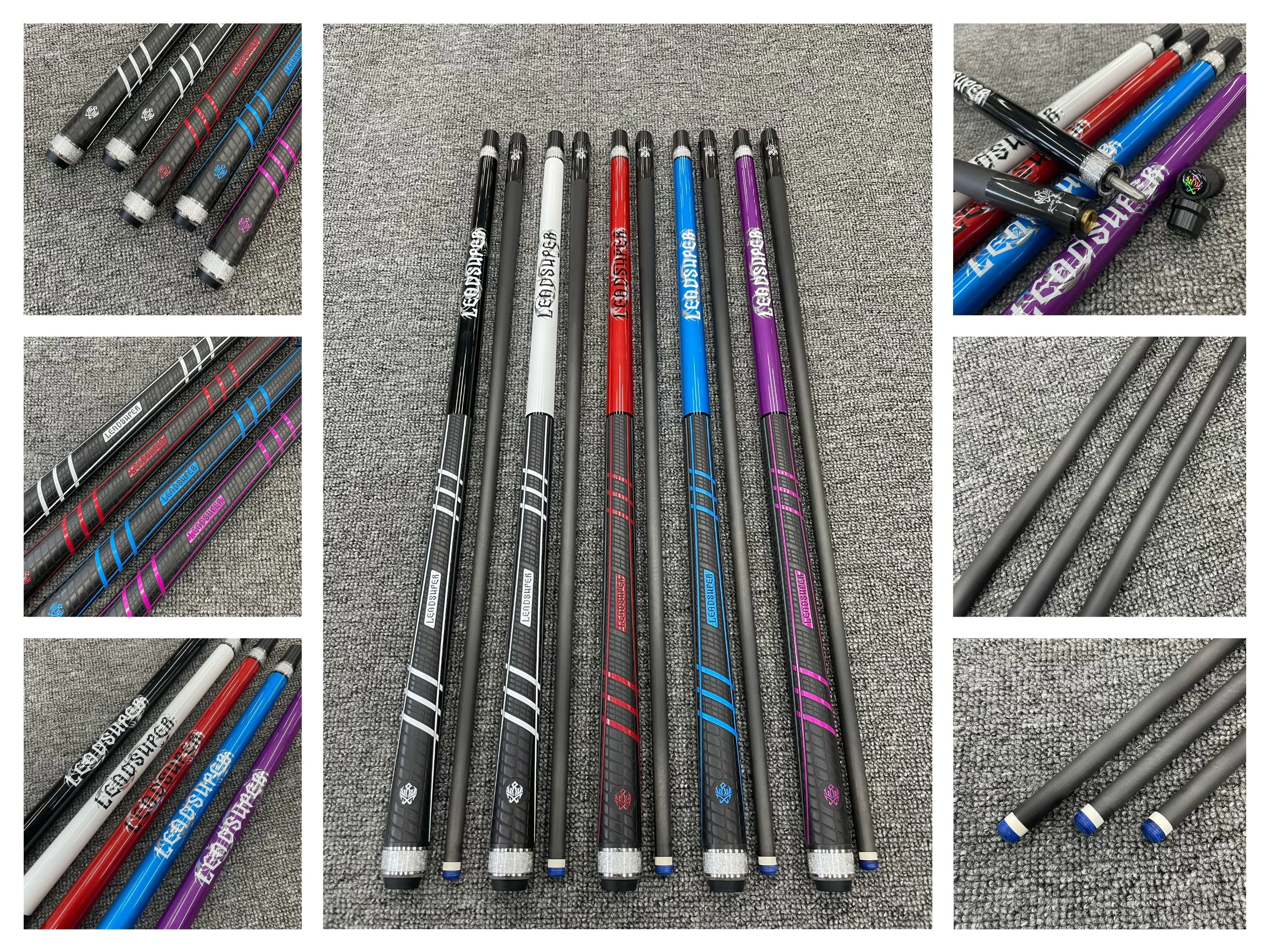 Leadsuper P14 High Quality Steel Joint Carbon Fiber Shaft Anti-slip Rubber Wrap 12.5mm Tip 58" Billiard Pool Cue Stick