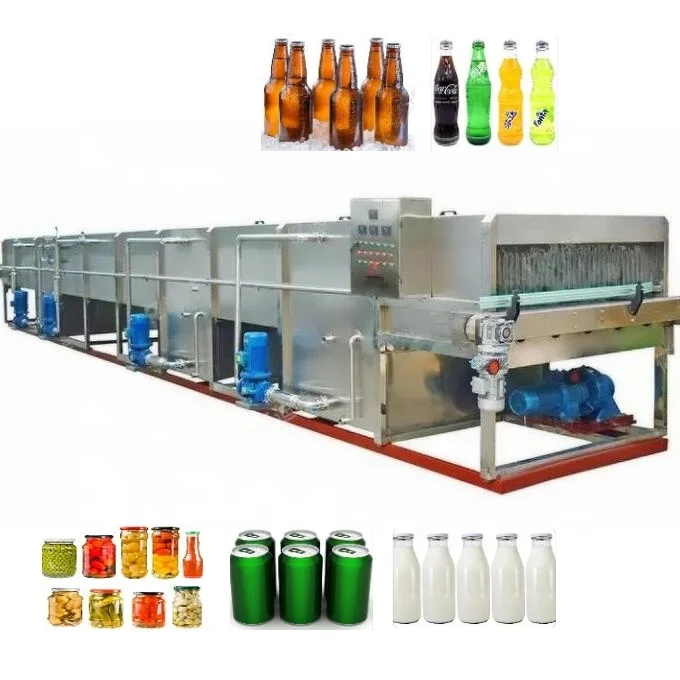 Customize 2 in 1 Bottled Canned Beer Wine Juice Tunnel Pasteurizer and Jars Pickles Sauce Pasteurization Sterilization Machine
