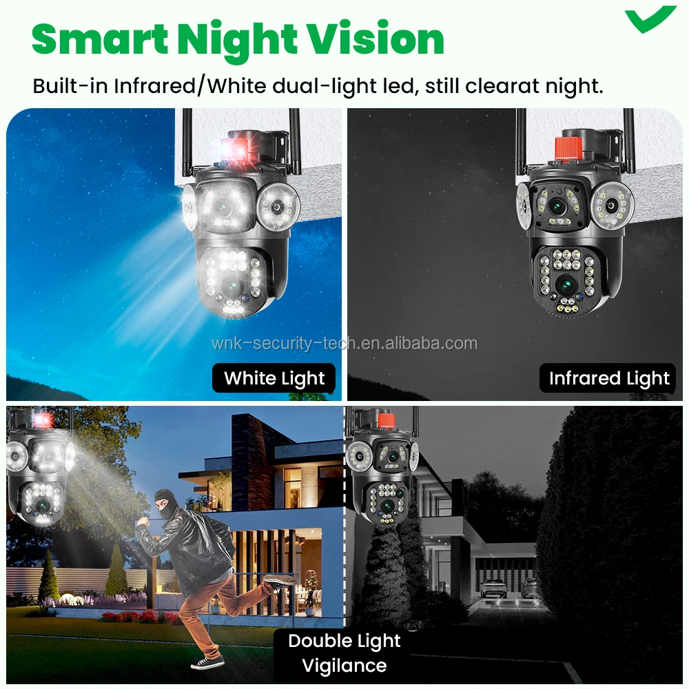 Wholesale Three Screens 4MP 2K Wireless WiFi  CCTV PTZ Outdoor Camera V380 Pro Dual Lens WiFi Security Camera