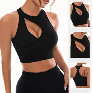 Women's Sexy Cross-Border Yoga Fitness Sports Pilates Running Bra with Quick Drying Feature Beautiful Nude Feel for Workers