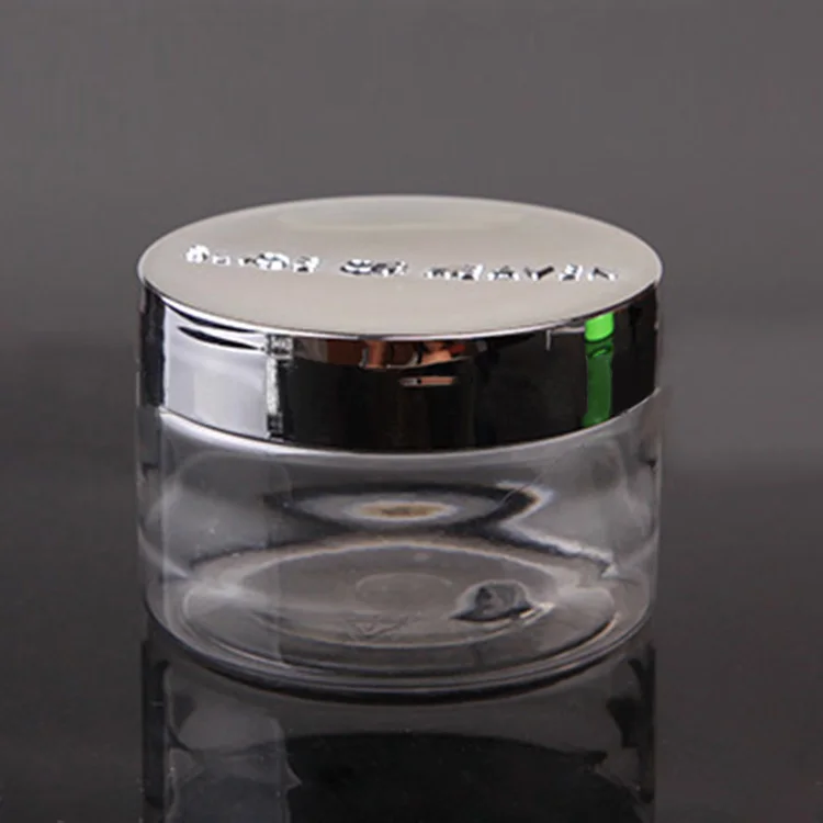 Silver Embossing Clear Plastic Cosmetics Cream Empty Jar