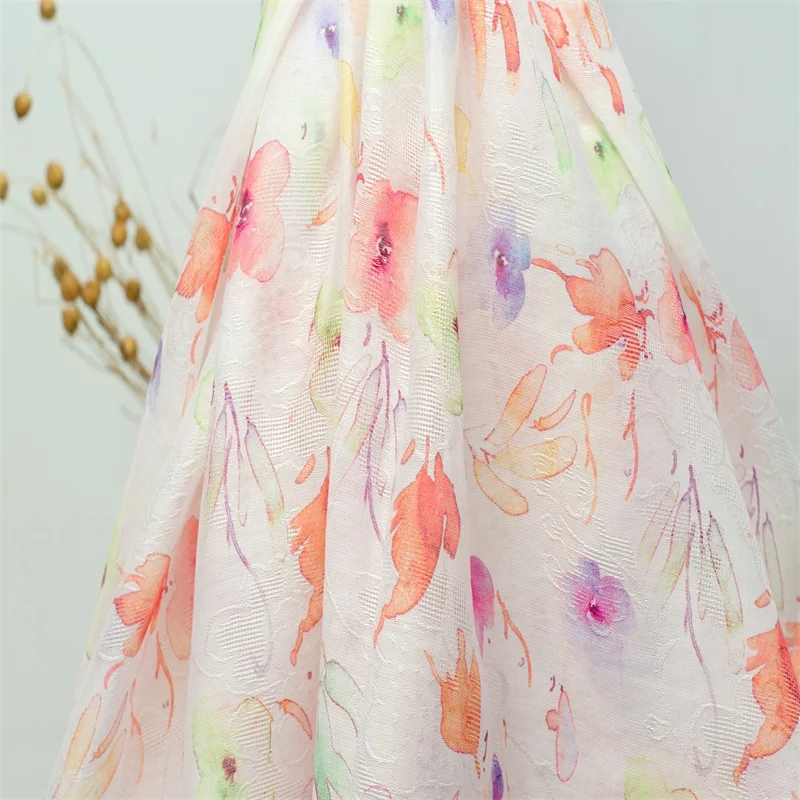 Y5002 # цветочный цифровой принт Тенсел lyocell нейлоновый тканый жаккард ткань шелк женское платье Ткань Оптовая Продажа Лето