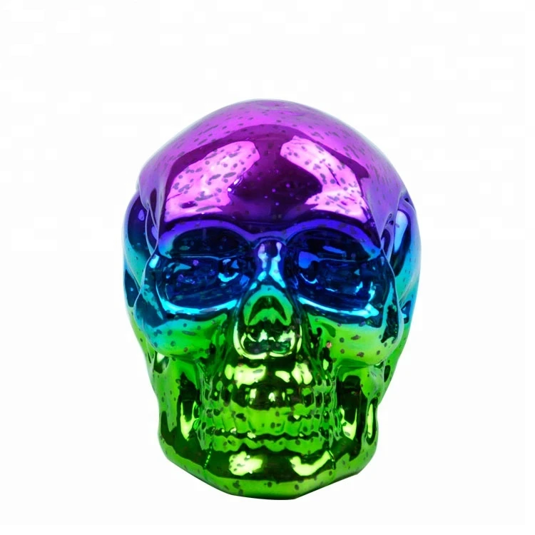 2022 New products China halloween glass decoration ghost skull with led light decerate party factory