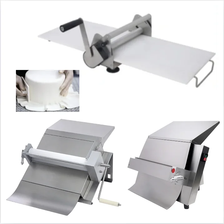 Countertop Bakery Riversable Electric Manual Dough Sheeter Table Top Somersault Laminator for Fondant Pizza Make Rolling Machine
