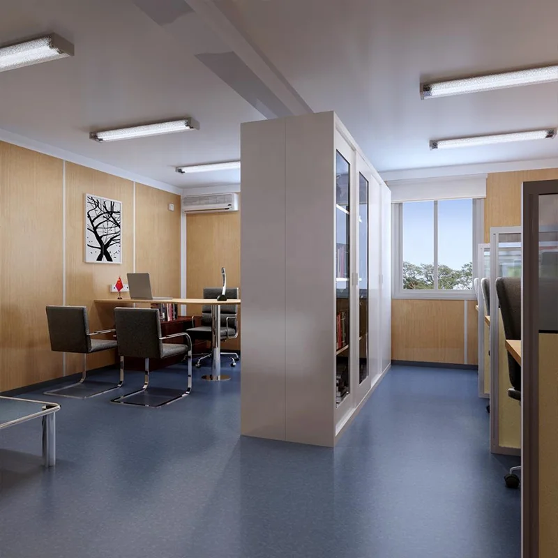 مكتب حاويات حديث متنقل وحدوي جاهز مقاس 20 قدمًا و40 قدمًا، هيكل أسود مسطح، مبانٍ جاهزة على شكل حاويات Casas Contenedor