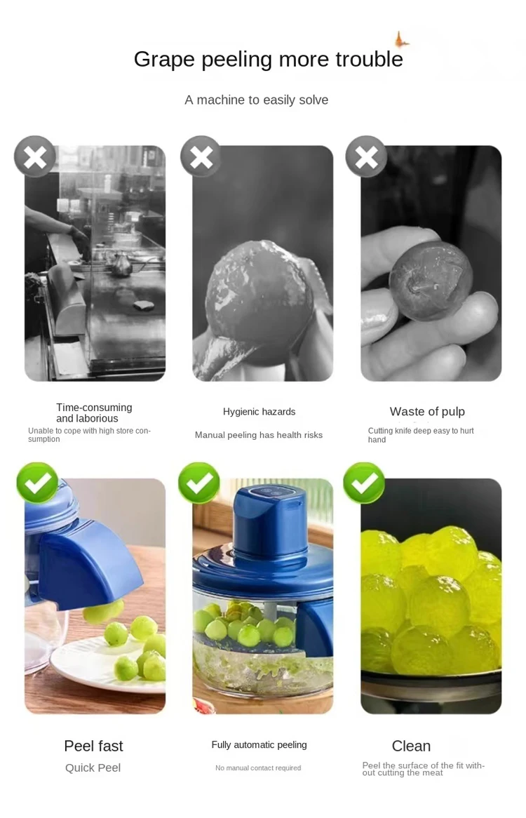 Small Automatic Kitchen Appliances Fruit & Vegetable Peeling Machine for Grapes Plums Tomatoes Garlic