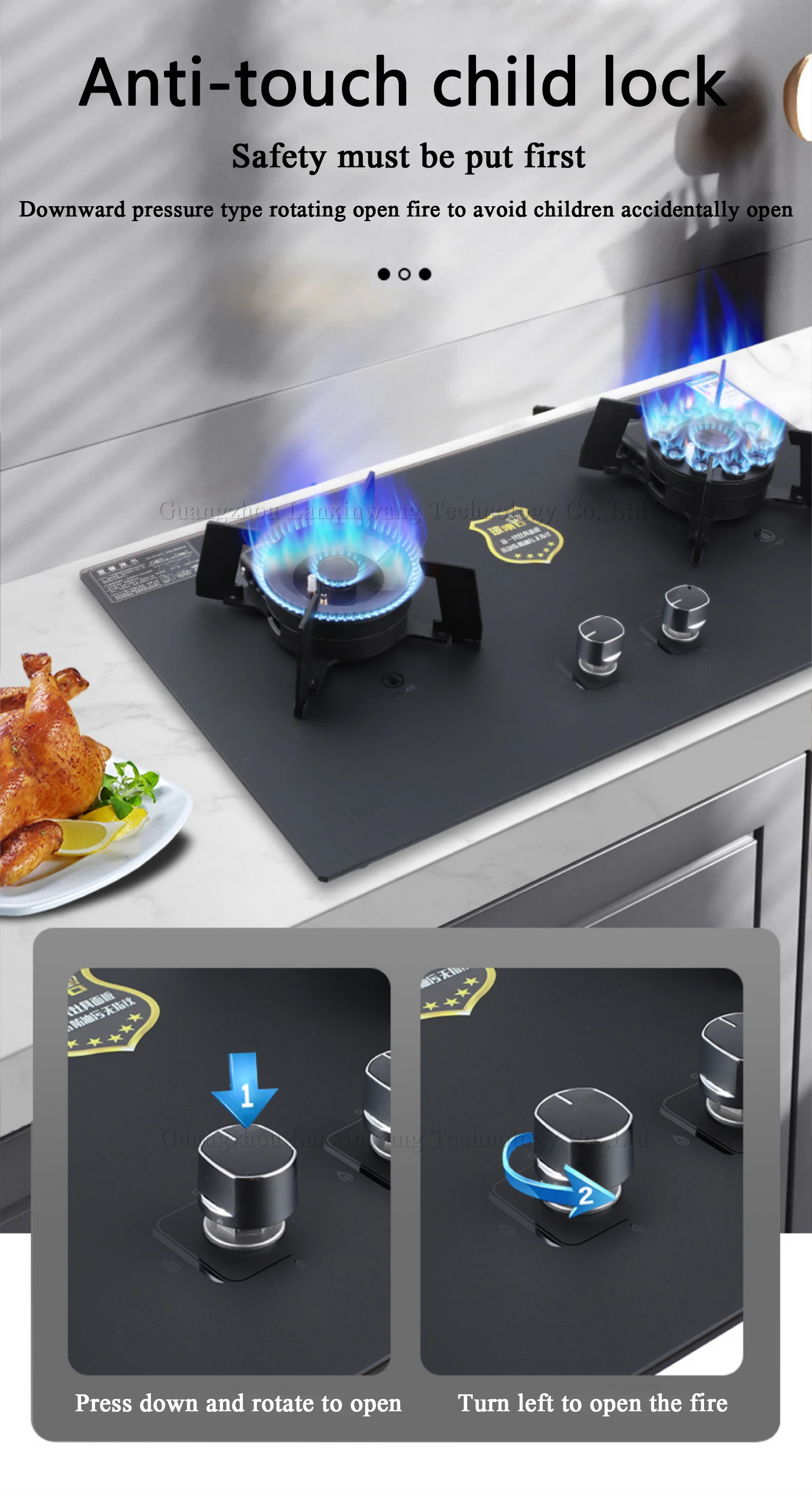 Hot Gas Stove Foldable Standard Double Head Flip-up Easy To Clean Gas ...