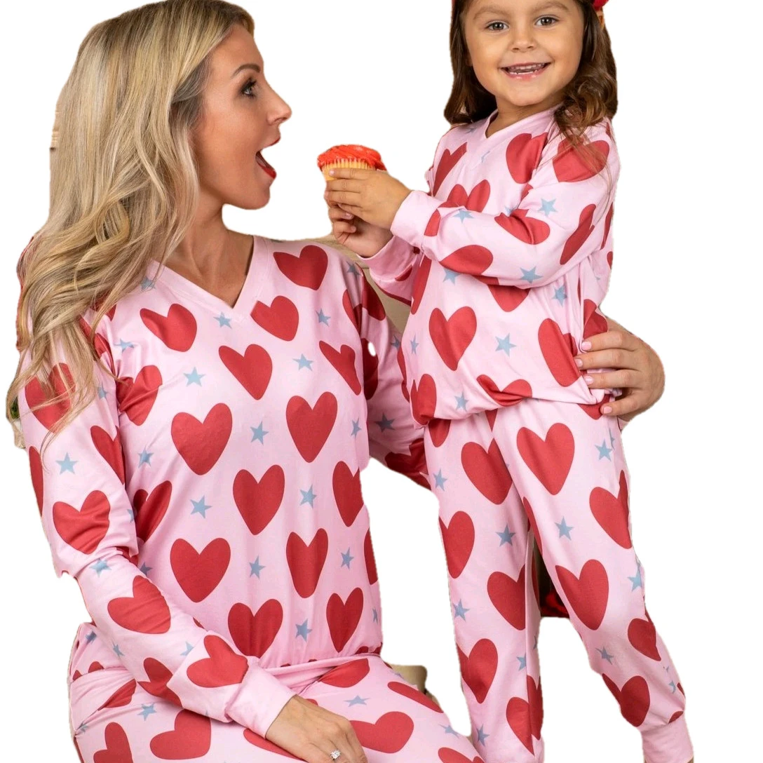 Mommy and Me Matching Pajama, 2 Piece Sleepwear Set Valentine's