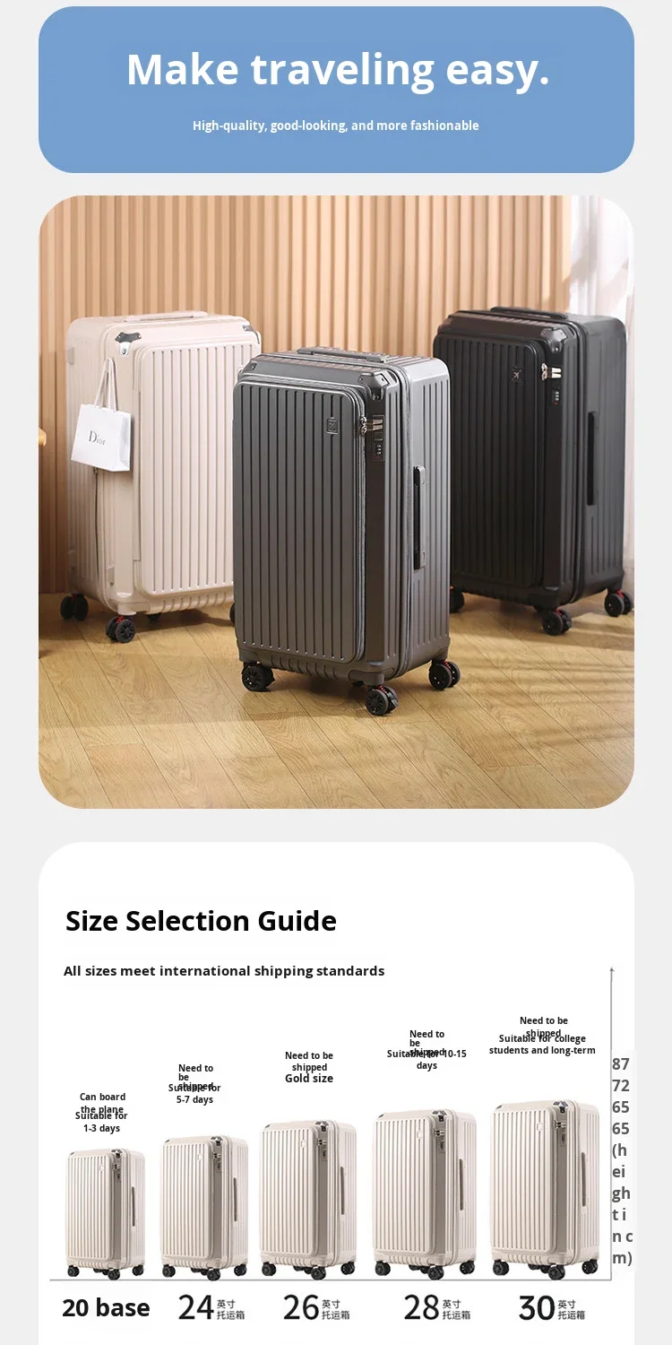30 Inch PC Zipper Side Opening Luggage Large Capacity Expandable Rolling Suitcase Carry-on Travel Case 5 Wheels supplier
