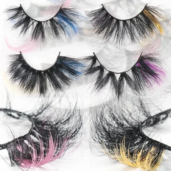 Best Selling lashes mink 16-18MM Colors lashes colored eyelash strips Pink Yellow Blue 25mm 3d mink lashes colorful eyelashes