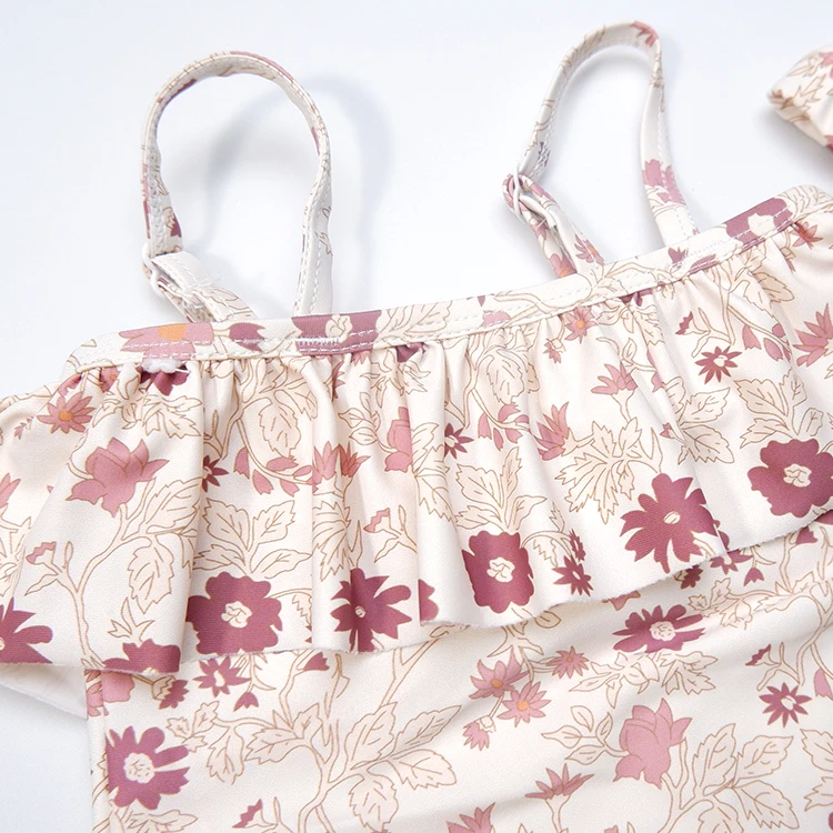 Summer Flower Printing Ruffle Sleeveless Baby Girls Swimwear Infant Baby Girl Swimsuit supplier