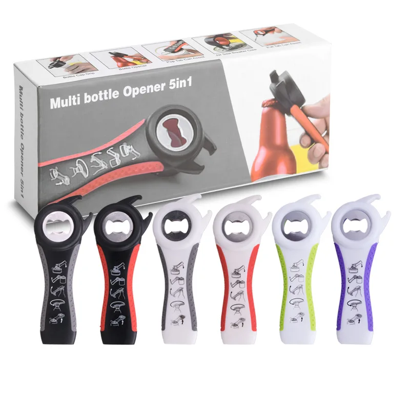 5 in 1 Multi Function Stainless Steel Plastic Can Jar Bottle Open Can Opener Beer Good Kitchen Tool Tools