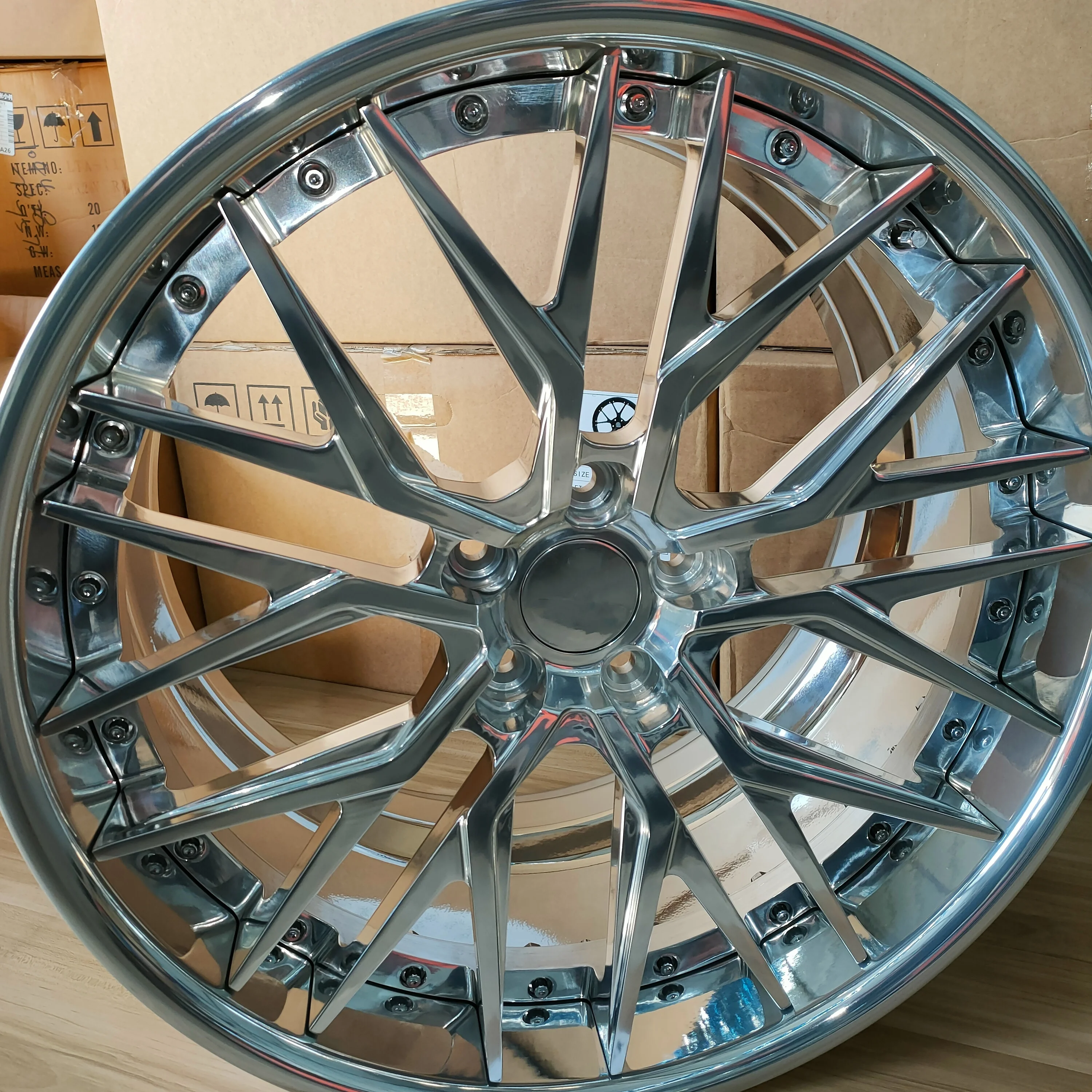 Forged Two Piece Rim Outer Lip All Polished Silver Rims 18 19 20 21 22 Inch PCD 5X120 for corvette C8 C7 ZR1 Z06 C6 C5 Wheels