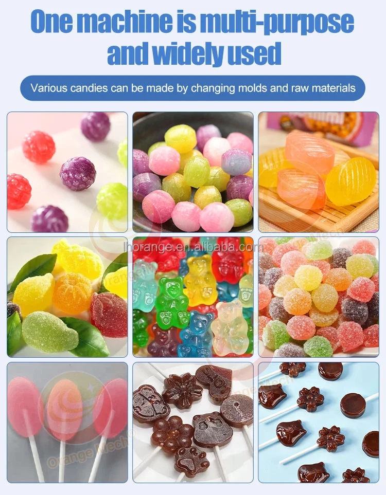 Bean Form Candy Bombon Maker Automatic Mini Soft Jelly Gummy Crutch Ball Shape Lollipop Production Machine