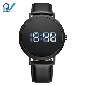 Luxury Watch Case 24 Hour LCD Display Digital Watches 316L Stainless Steel Men ETA OEM Logo Sapphire Crystal Plastic Band