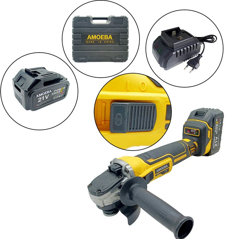 Профессиональная бесщеточная угловая шлифовальная машина, литий-ионный аккумулятор, деревообрабатывающий инструмент для резки, 100 мм, 125 мм, беспроводная угловая шлифовальная машина