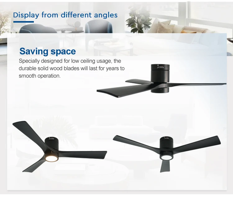 1stshine Led Ceiling Fan Solid Wood Blades Decorative 52 Inch Flush