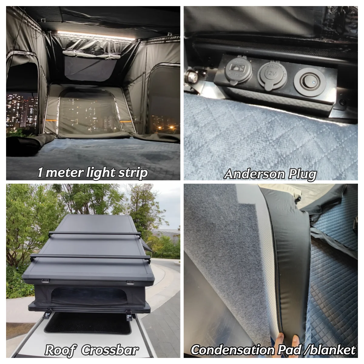 Outdoor Storage 2-3 Person Hard Shell Roof Top Tent with 420D Oxford Fabric and X Hinge Design