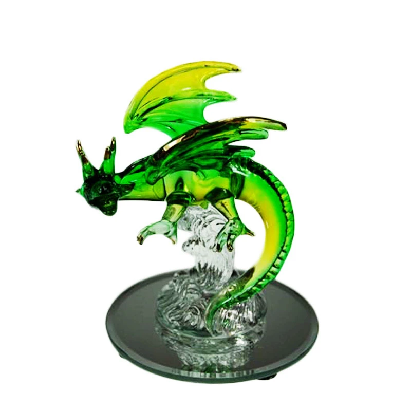 Wholesale handmade colorful glass dragon statues for sale table decoration