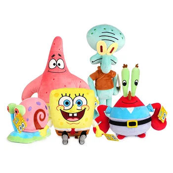 Kawaii Sponge-bob Square pants Patrick Eugene H. Krabs Gary Plush Doll Cartoon Stuffed Anime Keychain Pendant Toys For Kids Gift