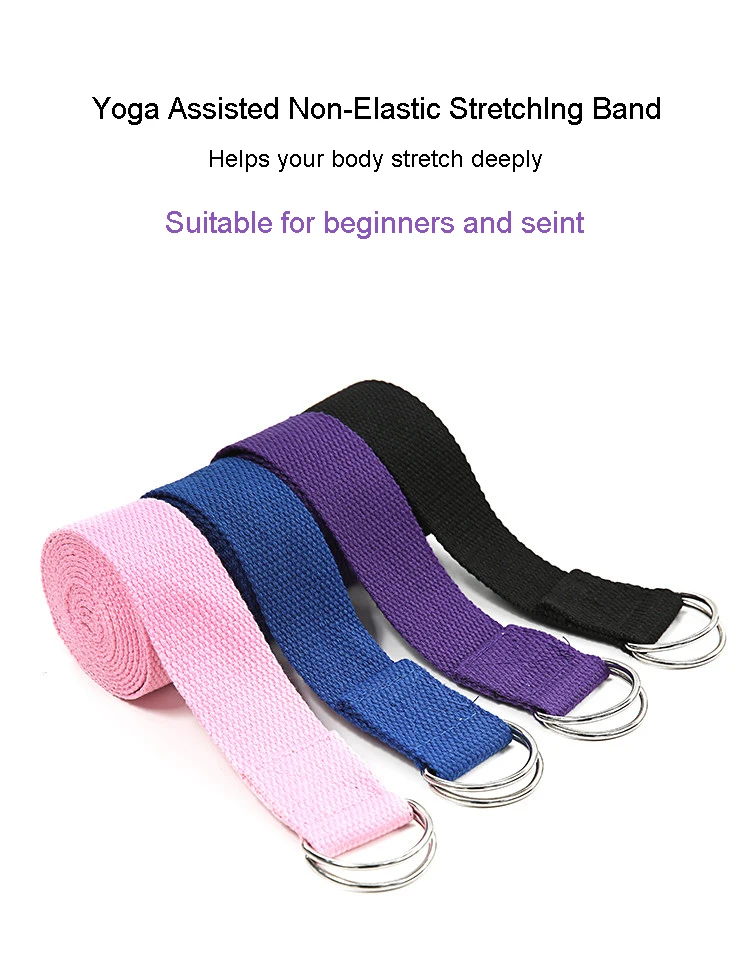 Adjustable Fitness Elastic Organic Cotton Pilates Stretch Band Yoga Strap