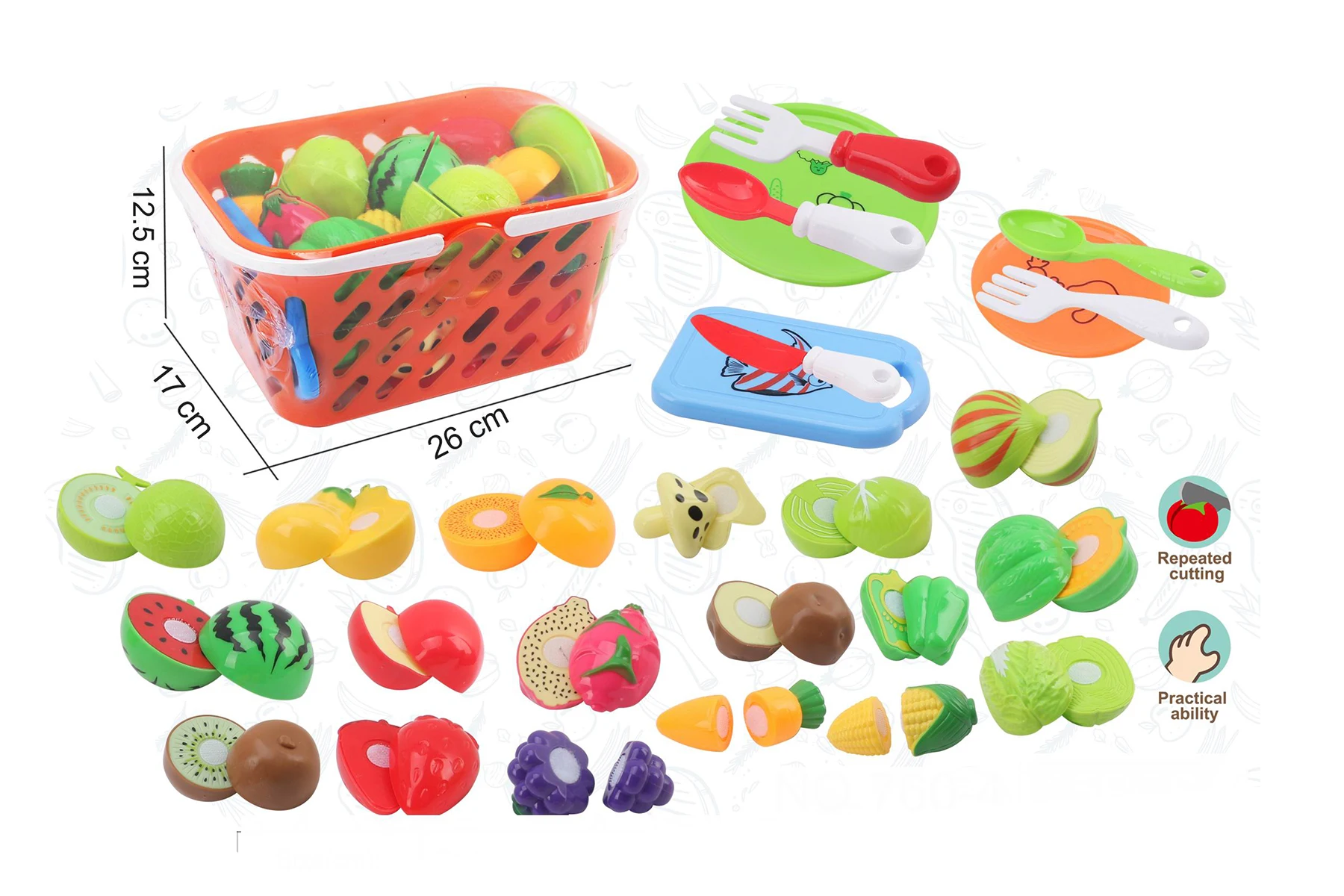Cutting & Cooking Toy Kitchen Set Magnetic Fruit Vegetables 25Pcs  Early Educational Development