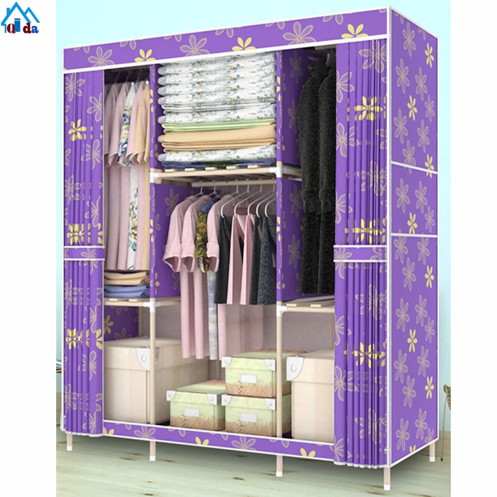 Interlocking Easy Assemble and Modern Appearance Bedroom Furniture Wardrobe Type Fabric Foldable Storage Closet