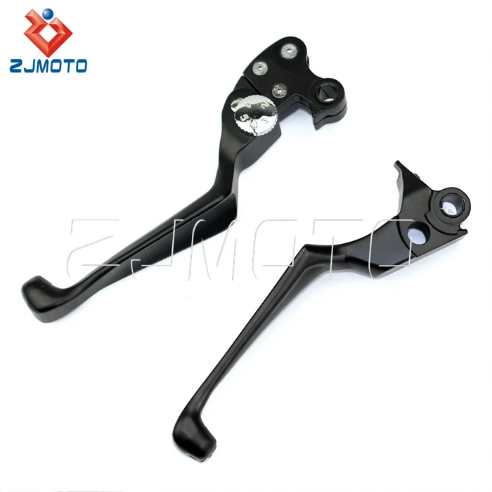 Palanca De Mano Con Diseño Calavera Para Harley Davidson Softail - Aluminio Negro Y Cromado