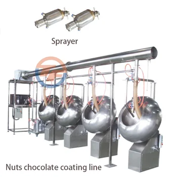 Certificate of Origin Automatic Chocolate Peanut Nut Nuts Sugar Coating Pan with Powder Feed Production Line Machine