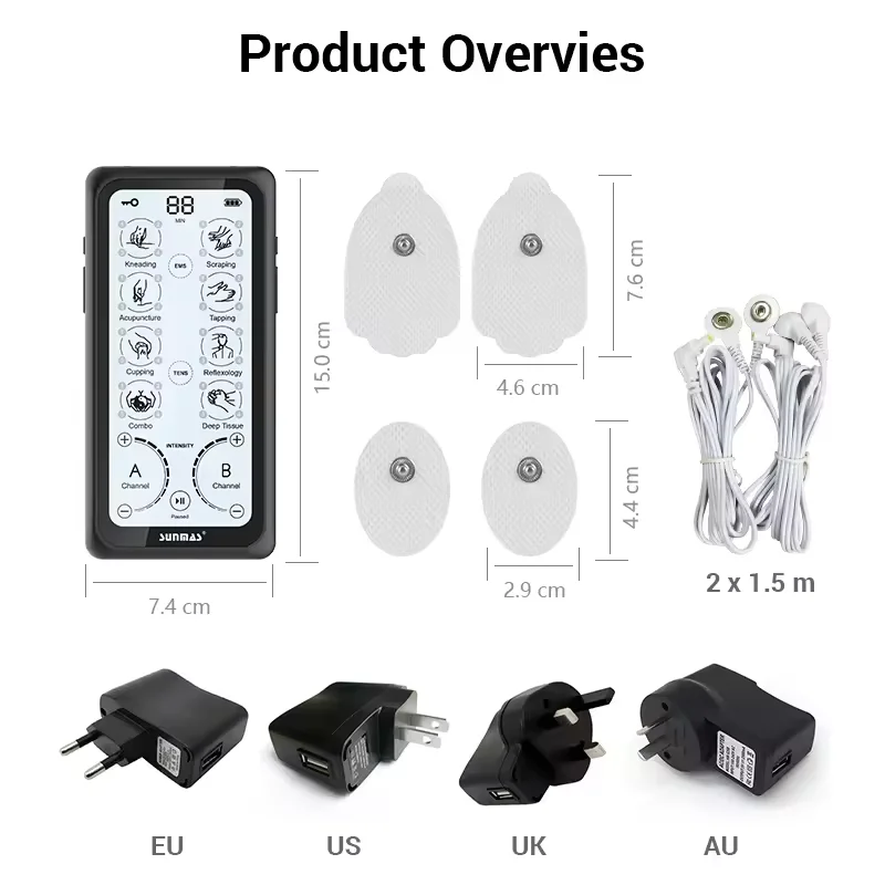 Wholesale Muscle Building Stimulation 2 Channel Acupuncture Touch Screen Body Electric Tens Unit NMES Device
