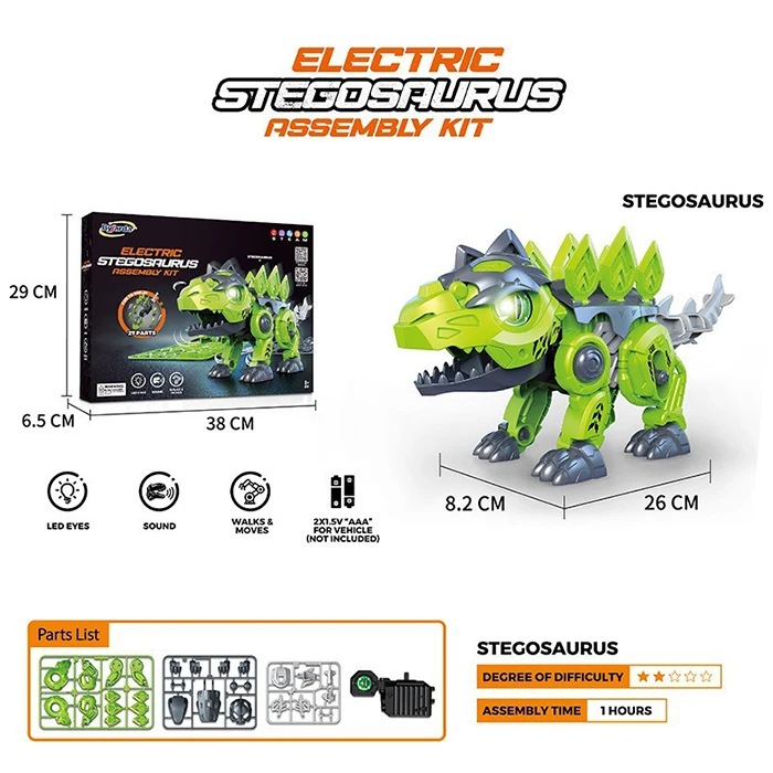 Assembled Dino Robot Toy Electric Simulation Dinosaurs Construction Building STEAM Toy Science Educational Stem Toy for Kids