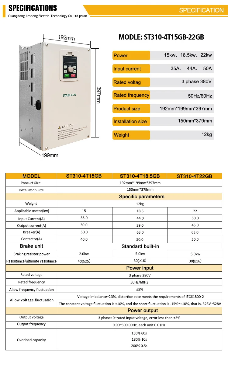 vector control cnc 18.5kw to 160kw frequency converter speed vfd inverter 220v single phase 50hz 60hz variable frequency drive supplier