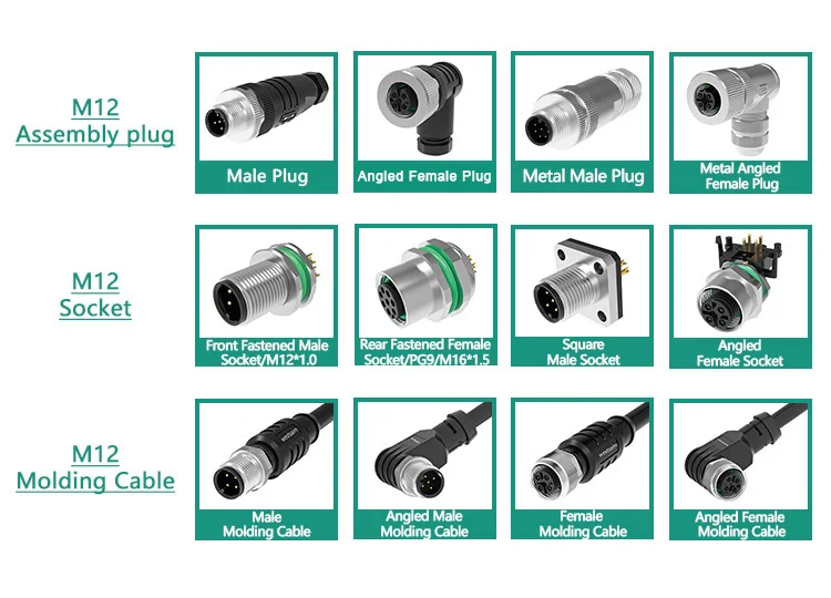 IP67 IP68 M12 Connector 5 Pin a Code Waterproof Welding Pcb Panel Mount Signal Male Female Plug Socket M12 Connector