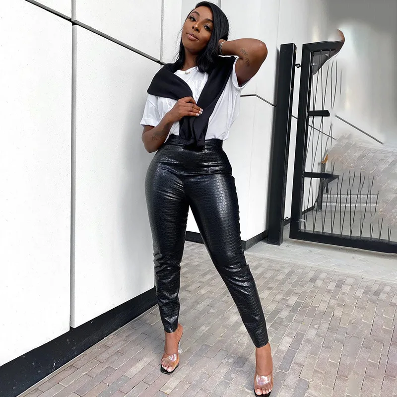 X00116d Alligator Skinny Leather Pants 