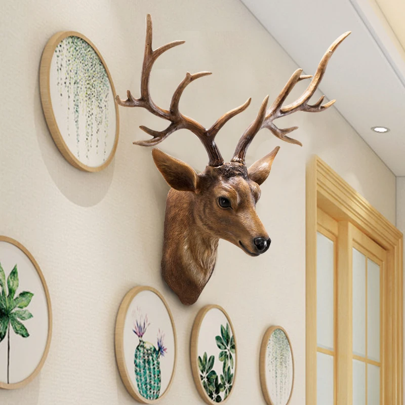 Resin 3d Faux Deer Head Wall Sculpture Decoration Life Like White Deer