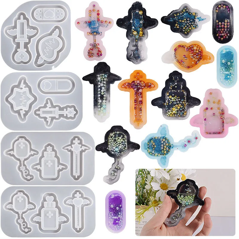 Wholesale Mouse Head Bottle Pendant KeyChain Silicone Mold for Epoxy Resin