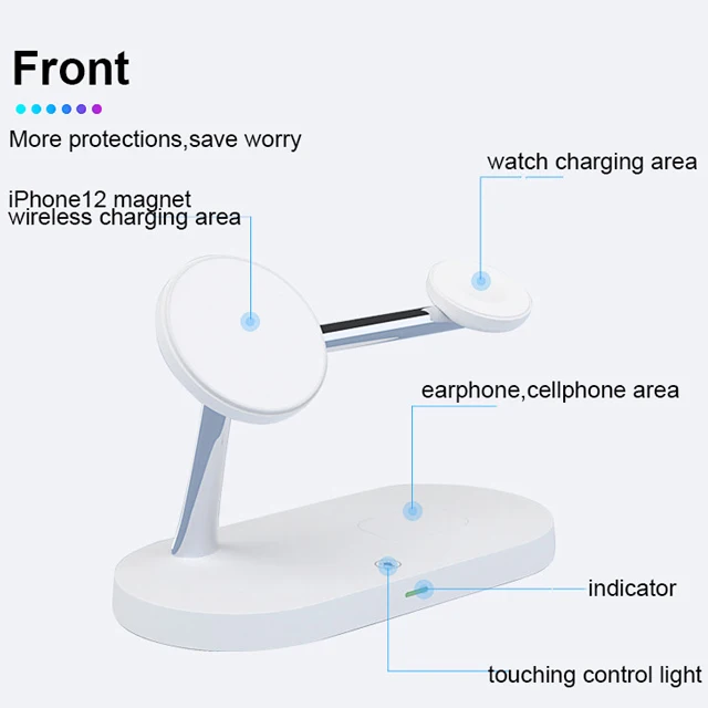 Hot Design Novelties Of Qi 15w Wireless Zinc Alloy Body 4in 1 Magnetic Mount Wireless Phone Charger