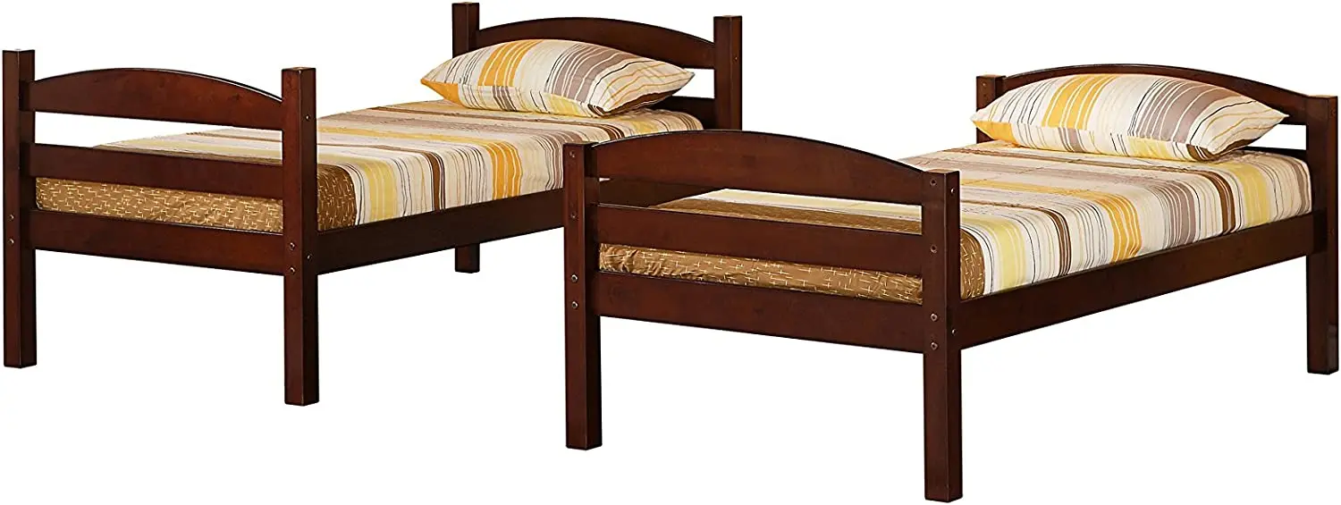 High Quality Sturdy Durable Espresso Color Kids Bed Classic Solid Wood