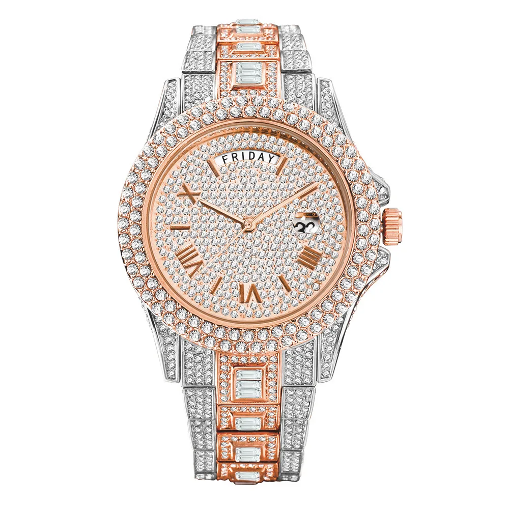 Luxury MISSFOX V320A Ice Out Diamond Watch Multifunction Adjust Calendar Quartz Watches aperçu 8