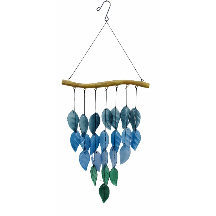 Lovely Creative Glass Leaf ArtWind Chimes HangingWind Chime Outdoor