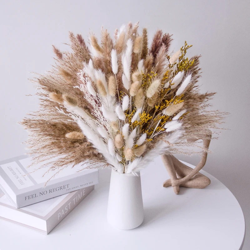 product high quality rabbit bunny tails grass reed flower arrangement lovegrass natural dried pampas grass bouquet boho home decorations-62