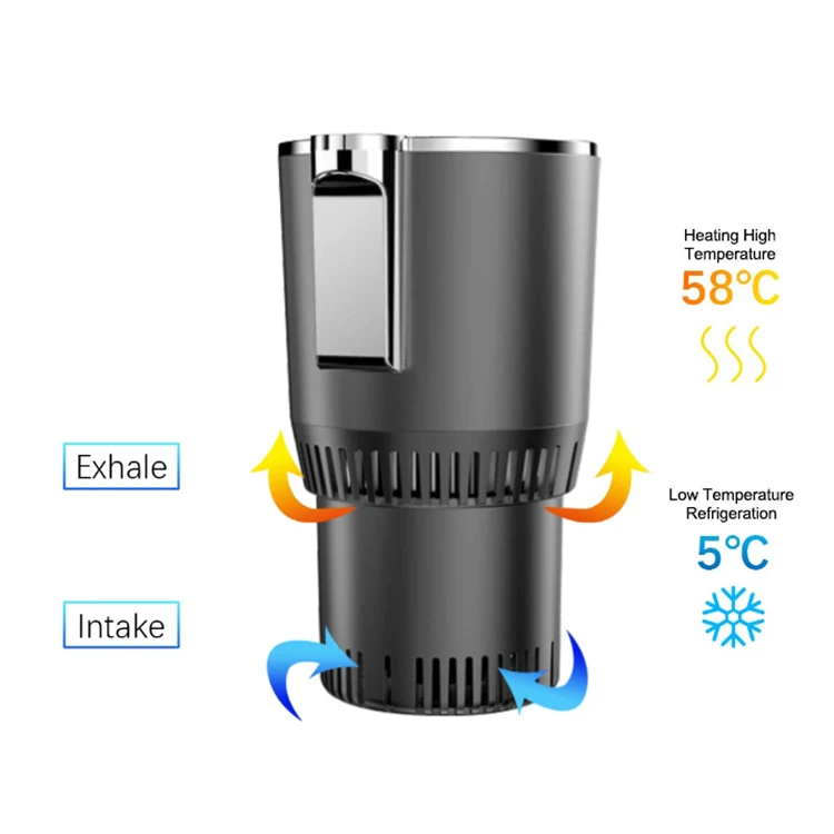 Smart Control Digital Display Auto Car Cup Holder Heating Cooling Drinks Smart Coo