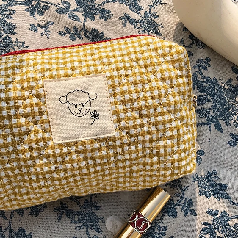 pure cotton cute quilted makeup bag