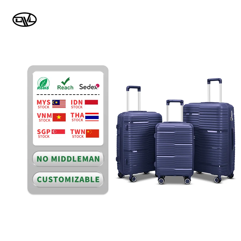 DWL Factory Navy Blue Luggage Sets with TSA Lock Inlay Color-Matching Body Accessories for Suitcases