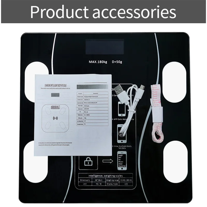 Smart Body Fat Scale Highly Accurate Bluetooth Digital Bathroom Body Composition Analyzer Measures Weight Body Fat