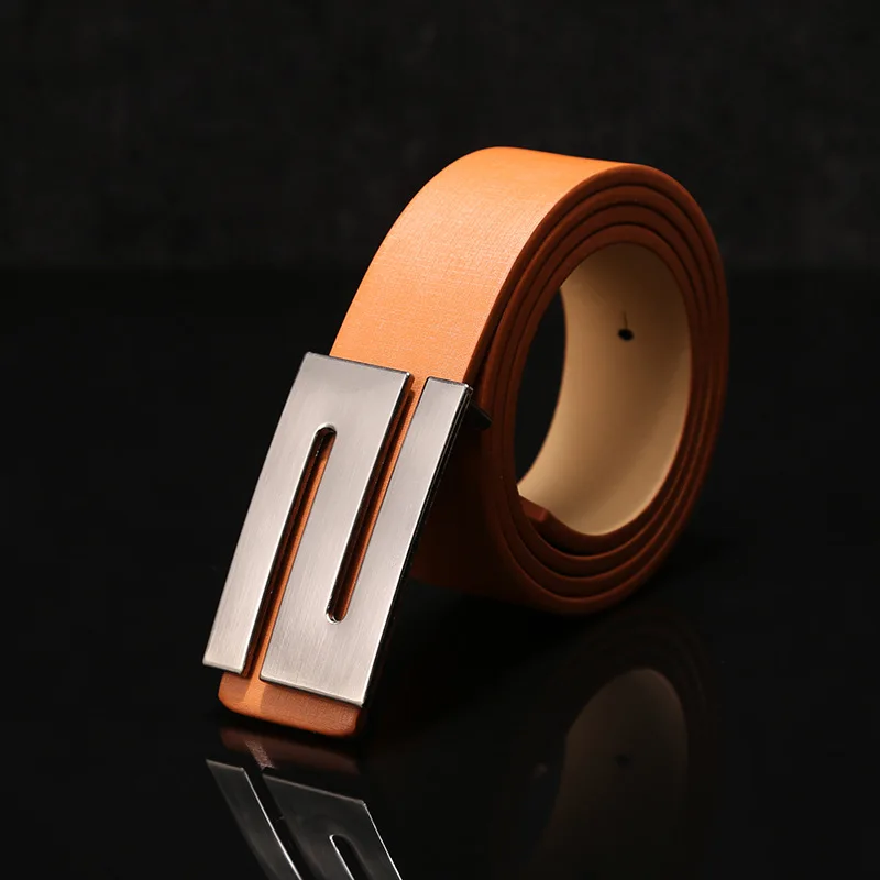 Ремень WDD352 мужской/женский, модный гладкий пояс из искусственной кожи, в форме буквы S, с металлической пряжкой, Повседневный, унисекс, для штанов