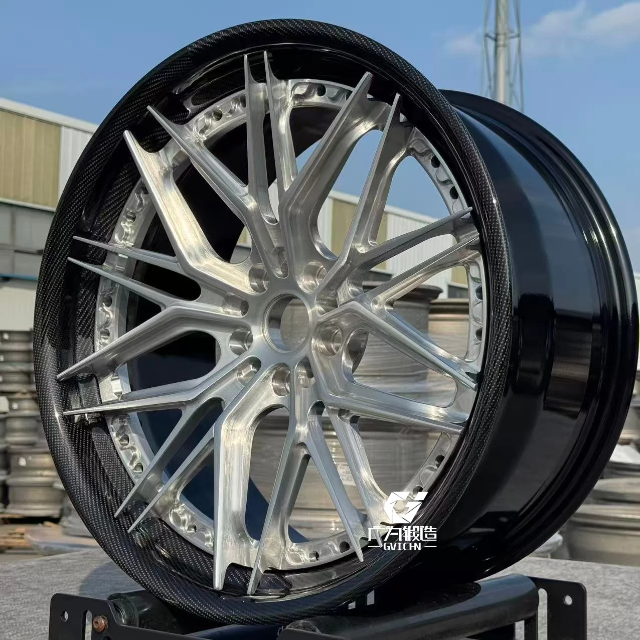 Custom Carbon Fiber Lip Two Piece Forged Wheels Deep Dish Pure Carbon Fiber Rims 5x114.3 5x112