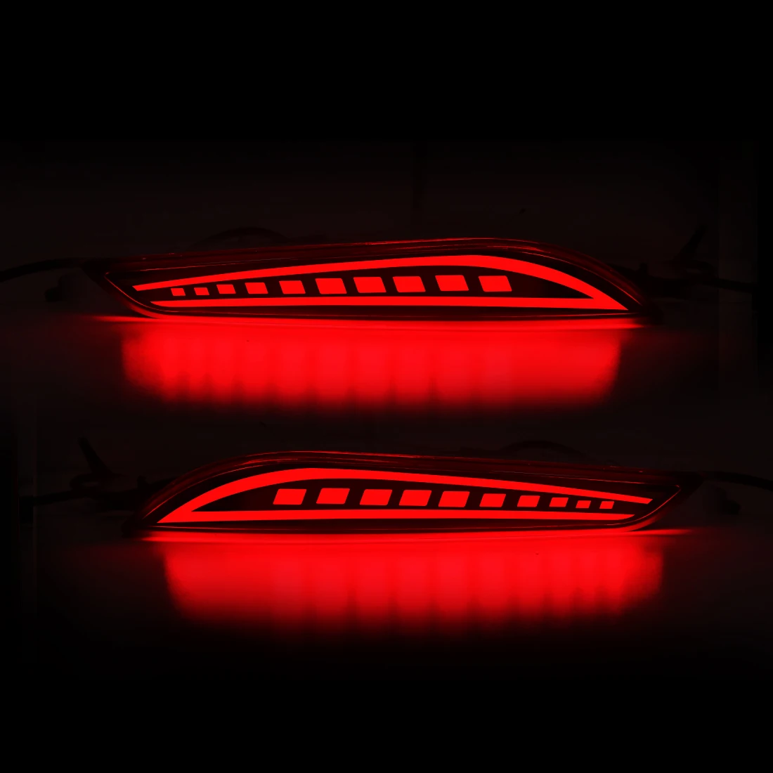 Red Smoke Rear Reflector Sequential LED Tail Brake Lights Bumper Turn Signal Lamp for 16-19 Chevrolet Cruze