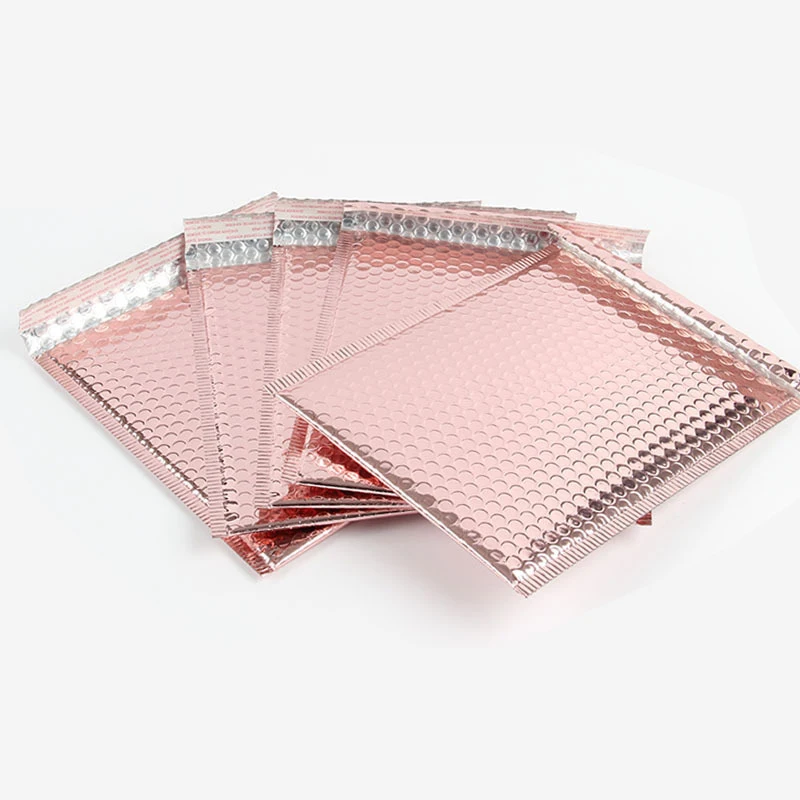 Custom Design Envelopes Padded Bubble Mailing Bags Rose Gold Glitter Metallic Foil Teal Bubble Mailers Bags manufacture